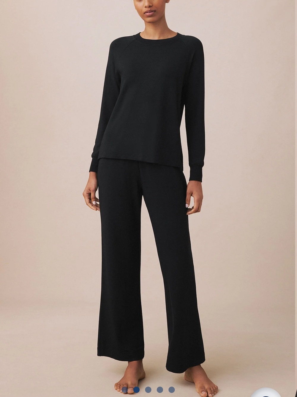 LAKE Relax French Terry Modal Pants Set in Black sz S